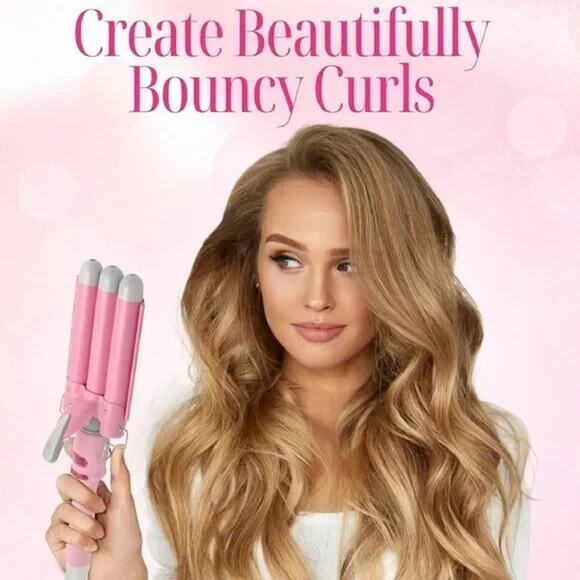 Aleath Other - Three Barrel Curling Iron Wand Hair Waver with LCD Temperature Display - 1 In...